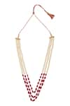 Shop_Samyukta Singhania_Red Pearls And Beads Long Necklace _at_Aza_Fashions