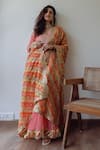Shop_Gopi Vaid_Pink Print Floral V Neck Butti Kurta Sharara Set _at_Aza_Fashions