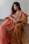 Buy_Gopi Vaid_Pink Print Floral V Neck Butti Kurta Sharara Set _Online_at_Aza_Fashions