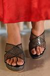 Shop_Miraki_Grey Rhinestone Embellished Criss Cross Wedges _at_Aza_Fashions