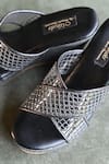 Buy_Miraki_Grey Rhinestone Embellished Criss Cross Wedges _Online_at_Aza_Fashions