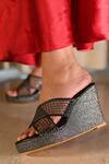 Shop_Miraki_Grey Rhinestone Embellished Criss Cross Wedges _Online_at_Aza_Fashions