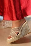 Buy_Miraki_White Crystals Embellished Wedges _at_Aza_Fashions