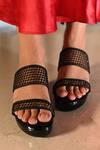 Buy_Miraki_Black Crystal Embellished Dual Strap Wedges _at_Aza_Fashions