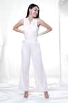 Buy_House Of TA-YA_Pink Cotton, Lycra Embroidery Collared Floral Print Pleated Jumpsuit _at_Aza_Fashions