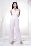 Buy_House Of TA-YA_Pink Cotton, Lycra Embroidery Collared Floral Print Pleated Jumpsuit _Online_at_Aza_Fashions