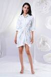 Buy House Of TA-YA Blue Cotton, Lycra Embroidery Collared Floral Print Shirt Dress at Aza Fashions Buy_House Of TA-YA_Blue Cotton, Lycra Embroidery Collared Floral Print Shirt Dress _at_Aza_Fashions