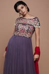Vyasa By Urvi_Purple Net, Chiffon, Linen Beads, Embroidery Round Bodice Tunic Sharara Set _Online_at_Aza_Fashions