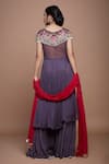 Shop_Vyasa By Urvi_Purple Net, Chiffon, Linen Beads, Embroidery Round Bodice Tunic Sharara Set _at_Aza_Fashions
