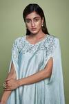 Buy_Vyasa By Urvi_Green Satin, Crepe Embroidery Round Neck Hand Kaftan And Sharara Set _Online_at_Aza_Fashions
