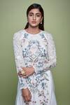 Buy_Vyasa by Urvi_Ivory Crepe Embroidery Floral Round Neck Sequin Kurta With Sharara _Online_at_Aza_Fashions