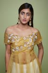 Buy_Vyasa by Urvi_Yellow Organza Embroidery Floral Straight Neck Bodice Sheer Tunic With Sharara _Online_at_Aza_Fashions