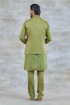 Shop_Studio Bagechaa_Grey Russian Silk Embroidered Thread Nehru Jacket And Kurta Set_at_Aza_Fashions