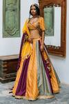 Shop_Studio Bagechaa_Multi Color Silk, Chanderi Gota Patti, Lace, Leheriya Print Lehenga Set_at_Aza_Fashions