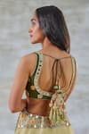 Studio Bagechaa_Green Silk Embroidery Gota Leaf Neck Champa Waistband Lehenga Set _Online_at_Aza_Fashions