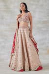 Buy_Studio Bagechaa_Pink Silk, Chanderi Gota Patti, Mirrors, Haar Shringar Embellished Lehenga Set_at_Aza_Fashions