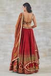 Shop_Studio Bagechaa_Red Silk, Crepe Sequins, Diamonds, Mirrors, Gulab Aari Bridal Lehenga Set _at_Aza_Fashions