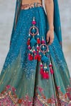Studio Bagechaa_Blue Silk, Crepe Sequins, Tassels, Embroidery Sweetheart Nargis Lehenga Set _Online_at_Aza_Fashions
