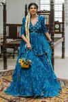 Buy Studio Bagechaa Blue Georgette, Silk Embroidery, Bandhani Print Lehenga And Peplum Kurta Set at Aza Fashions Buy_Studio Bagechaa_Blue Georgette, Silk Embroidery, Bandhani Print Lehenga And Peplum Kurta Set_at_Aza_Fashions