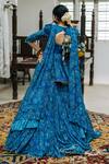 Shop Studio Bagechaa Blue Georgette, Silk Embroidery, Bandhani Print Lehenga And Peplum Kurta Set at Aza Fashions Shop_Studio Bagechaa_Blue Georgette, Silk Embroidery, Bandhani Print Lehenga And Peplum Kurta Set_at_Aza_Fashions
