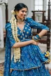 Buy Studio Bagechaa Blue Georgette, Silk Embroidery, Bandhani Print Lehenga And Peplum Kurta Set Online at Aza Fashions Buy_Studio Bagechaa_Blue Georgette, Silk Embroidery, Bandhani Print Lehenga And Peplum Kurta Set_Online_at_Aza_Fashions