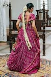 Shop_Studio Bagechaa_Pink Georgette Print Bandhani Tear Drop Neck Lehenga Set _at_Aza_Fashions