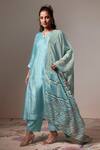 Buy_Saundh_Blue Kurta Viscose Zari Line Printed Dupatta Opal Stripe Pattern And Palazzo Set_at_Aza_Fashions