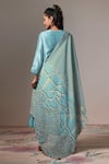 Shop_Saundh_Blue Kurta Viscose Zari Line Printed Dupatta Opal Stripe Pattern And Palazzo Set_at_Aza_Fashions