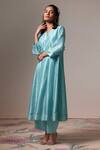 Buy_Saundh_Blue Kurta Viscose Zari Line Printed Dupatta Opal Stripe Pattern And Palazzo Set_Online_at_Aza_Fashions