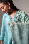 Shop_Saundh_Blue Kurta Viscose Zari Line Printed Dupatta Opal Stripe Pattern And Palazzo Set_Online_at_Aza_Fashions