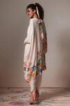 Saundh_Off White Round Neck Floral Print Kaftan Top And Dhoti Pant Set_Online_at_Aza_Fashions