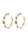 Shop_Zohra_Gold Plated Eleonora Embellished Hoops _at_Aza_Fashions