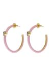 Shop_Zohra_Pink Elisa Embellished Hoops _at_Aza_Fashions