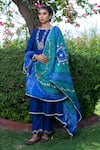 Buy_The Home Affair_Blue Cotton Silk Embellished Gota Work And Bandhej Kurta Set With Dupatta _at_Aza_Fashions