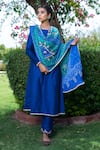 The Home Affair_Blue Cotton Silk Embellished Gota Work And Bandhej Kurta Set With Dupatta _Online_at_Aza_Fashions