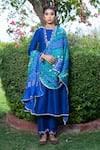 Buy_The Home Affair_Blue Cotton Silk Embellished Gota Work And Bandhej Kurta Set With Dupatta _Online_at_Aza_Fashions