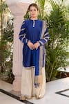 The Home Affair_Blue Kurta Cotton Silk Embellished Gota Work And Bandhej Embroidered Gharara Set _Online_at_Aza_Fashions