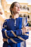 Shop_The Home Affair_Blue Kurta Cotton Silk Embellished Gota Work And Bandhej Embroidered Gharara Set _Online_at_Aza_Fashions