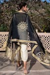 Shop_The Home Affair_Black Jacket Banarasi Embroidered And Woven Gota Work & Vintage Crop Kurta Set _at_Aza_Fashions