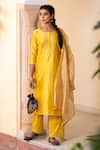 Buy The Home Affair Yellow Cotton, Silk, Chanderi Gota Patti, Embroidery, Yoke Kurta Pant Set at Aza Fashions Buy_The Home Affair_Yellow Cotton, Silk, Chanderi Gota Patti, Embroidery, Yoke Kurta Pant Set _at_Aza_Fashions