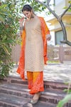 Buy_The Home Affair_Off White Kurta Banarasi Embroidered And Woven Straight Bandhani Palazzo Set _Online_at_Aza_Fashions