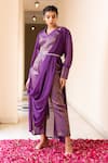 Buy_The Home Affair_Purple Banarasi Embroidered And Woven Gota Work & Floral Pattern Pant Set With _at_Aza_Fashions