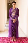 Buy_The Home Affair_Purple Banarasi Embroidered And Woven Gota Work & Floral Pattern Pant Set With _Online_at_Aza_Fashions