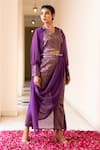 Shop_The Home Affair_Purple Banarasi Embroidered And Woven Gota Work & Floral Pattern Pant Set With _Online_at_Aza_Fashions