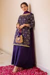 Buy_The Home Affair_Purple Cotton, Silk, Chiffon Embroidery, Gota Patti, Zari Boat Kurta Sharara Set _Online_at_Aza_Fashions