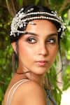 Buy_Born Flash_Silver Embellished Gardenia Jewel Hairband _at_Aza_Fashions