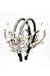 Shop_Born Flash_Silver Embellished Gardenia Jewel Hairband _at_Aza_Fashions