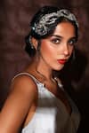 Born Flash_Silver Embellished Monarch Absolute Floral Jewel Hairband _Online_at_Aza_Fashions