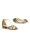 OCEEDEE_Green Matte Interwoven T Strap Heels _Online_at_Aza_Fashions