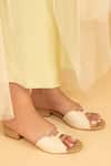 Buy_OCEEDEE_Ivory Matte Misha Cut Out Strap Sliders _at_Aza_Fashions